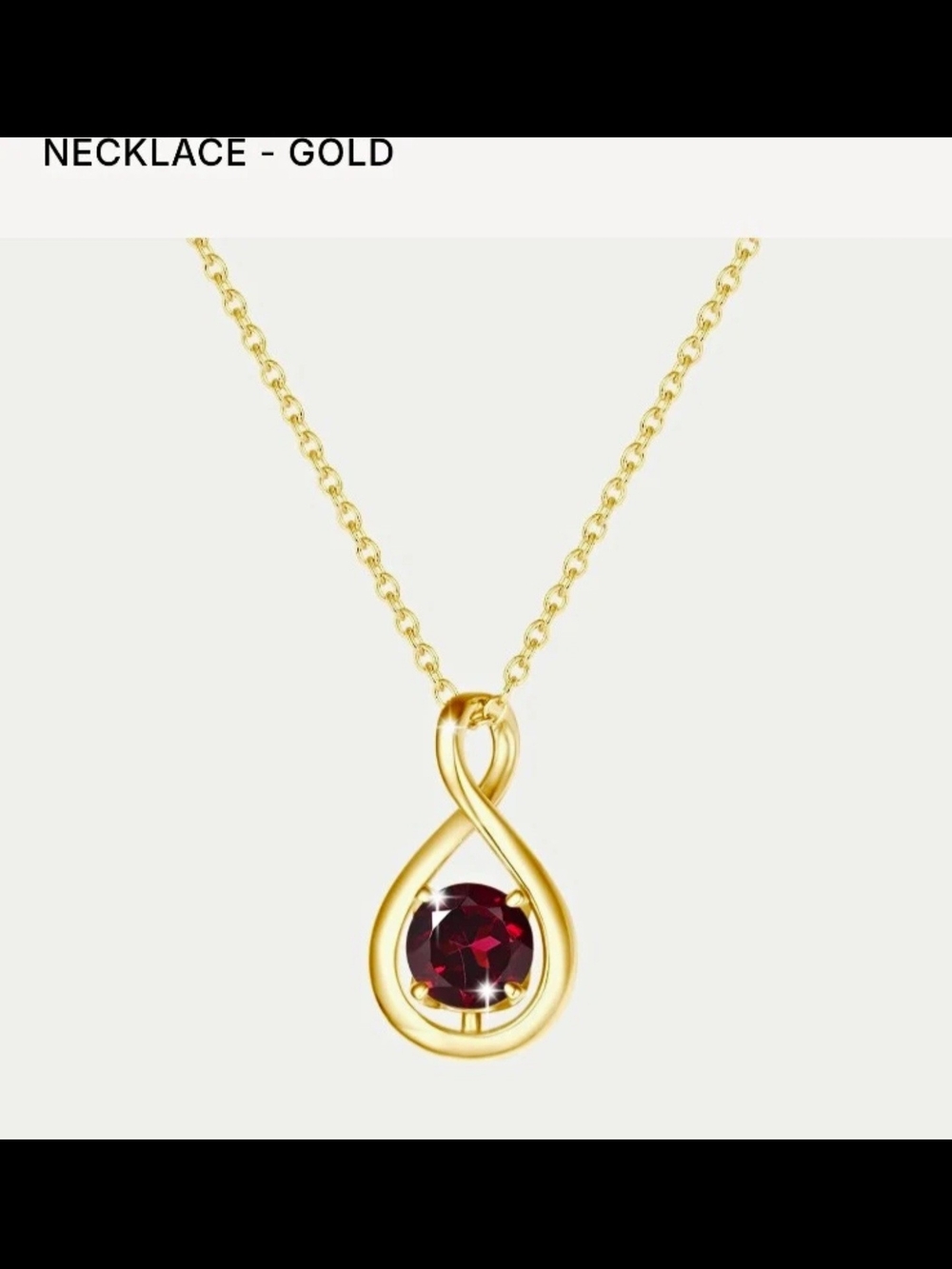 fanci.me Sterling Silver Gold Tone Infinity Pendant Necklace Garnet, Lobster